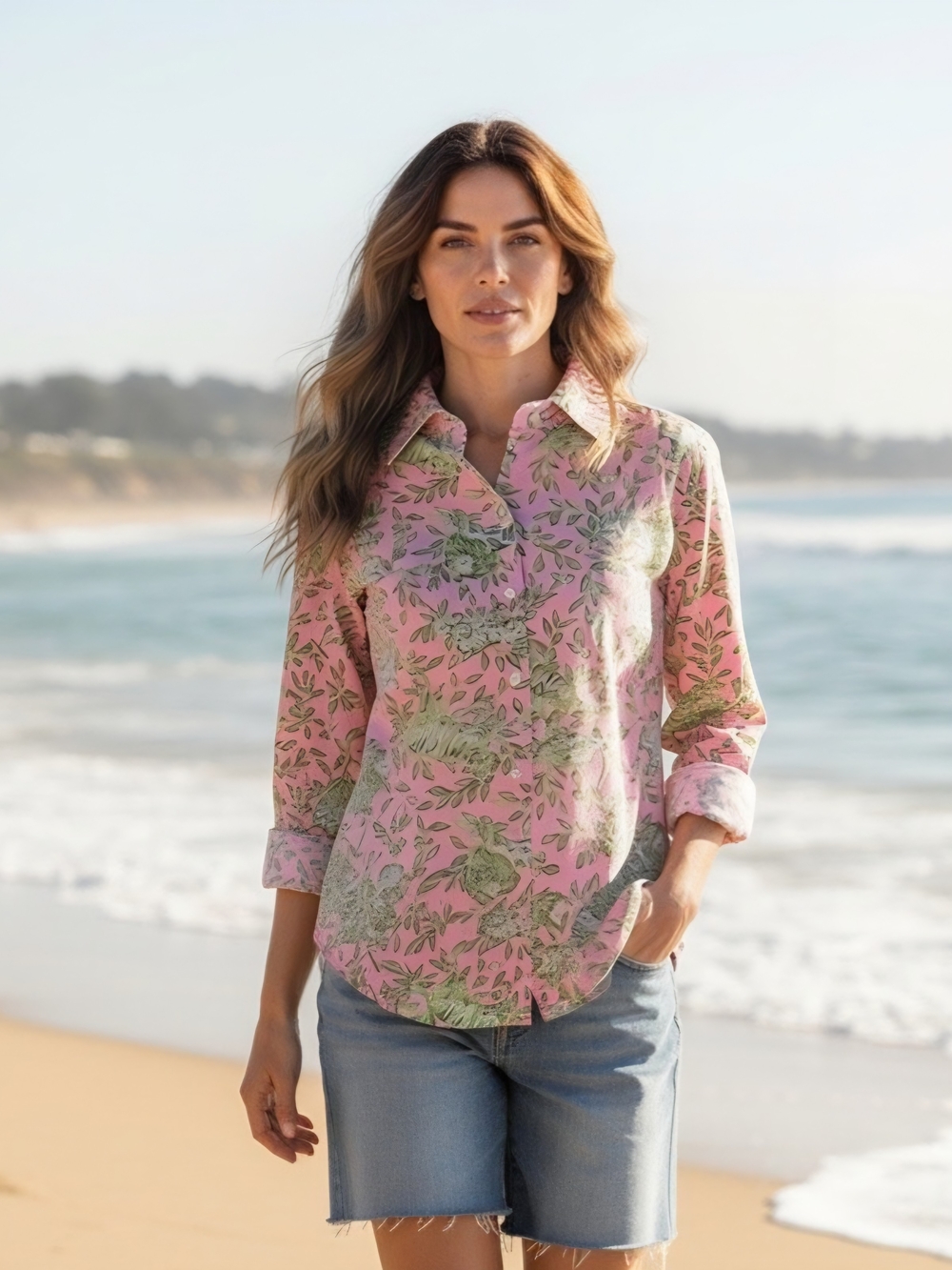 Lillyy Pulitzer Womens M Sea View Rousseau Pink Main Character Line Linen NWOT